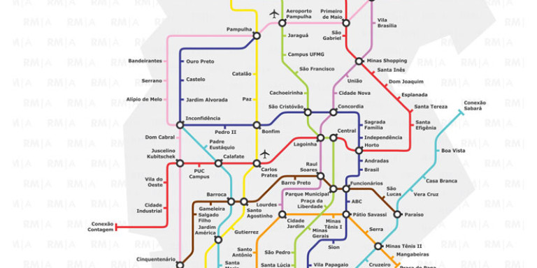 Mapa do Metrô de Belo Horizonte - BH - PBH