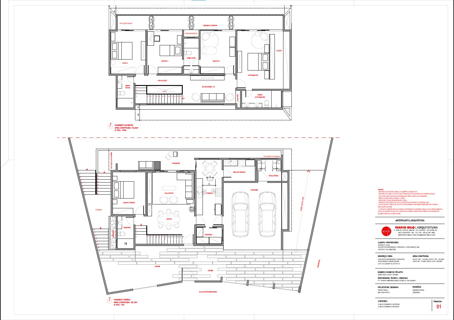 PLANTA DE PROJETO DE RESIDÊNCIA UNIFAMILIAR